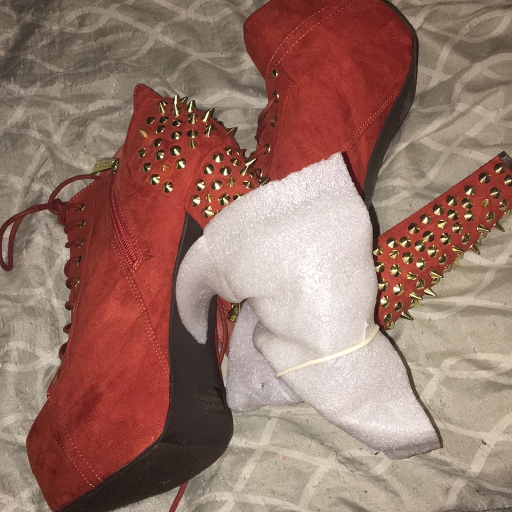 Women Burnt orange booties heels